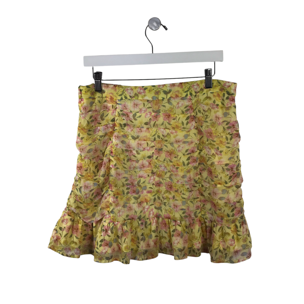 GIANNI BINI FLORAL RUFFLE SKIRT YELLOW PINK XLARGE