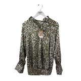 UMGEE NWT$44 LONG SLEEVE BLOUSE OLIVE EGGSHELL SMALL