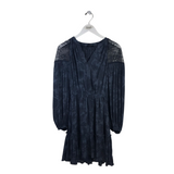 CURRENT AIR FLORAL LONG SLEEVE LACE TRIM DRESS NAVY XSMALL