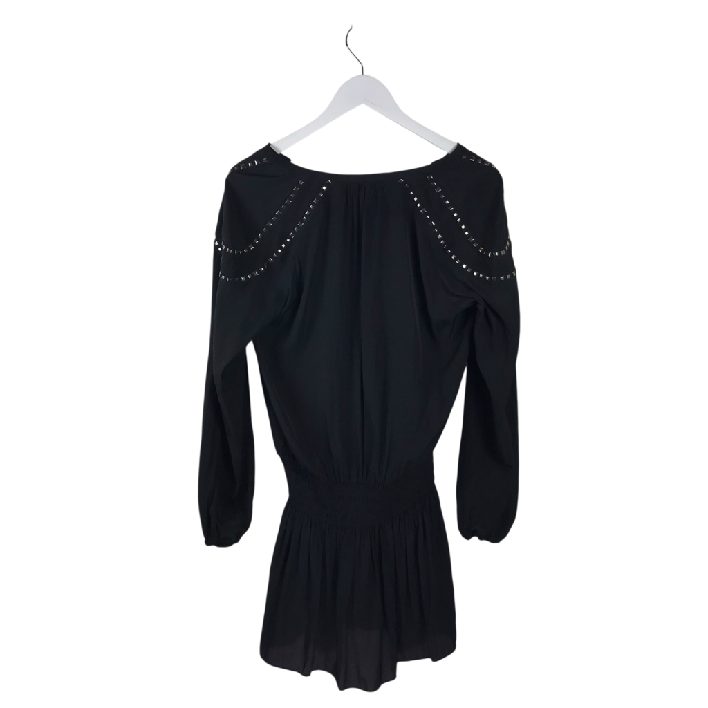 RAMY BROOK STUDDED LONG SLEEVE DESIGNER DRESS BLACK MEDIUM