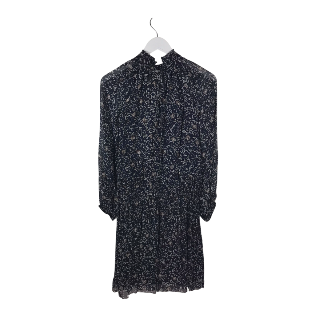 VELVET BY GRAHAM & SPENCER FLORAL LONG SLEEVE DRESS BLACK WHITE XSMALL