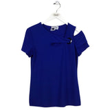 JOSEPH RIBKOFF ONE COLD SHOULDER SHORT SLEEVE DESIGNER TOP BLUE 10