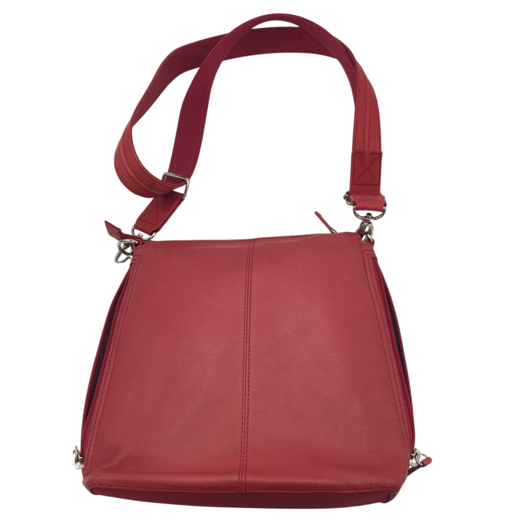 LEATHER CONCEALED-CARRY CROSSBODY HANDBAG RED