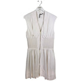ANTHROPOLOGIE RET$148 SMOCKED ZIP SLEEVELESS DRESS WHITE MEDIUM