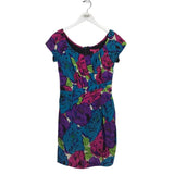 BETSEY JOHNSON SATIN FLORAL SHORT SLEEVE DRESS MULTI 4