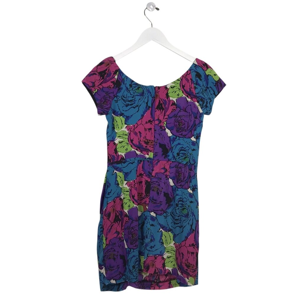 BETSEY JOHNSON SATIN FLORAL SHORT SLEEVE DRESS MULTI 4