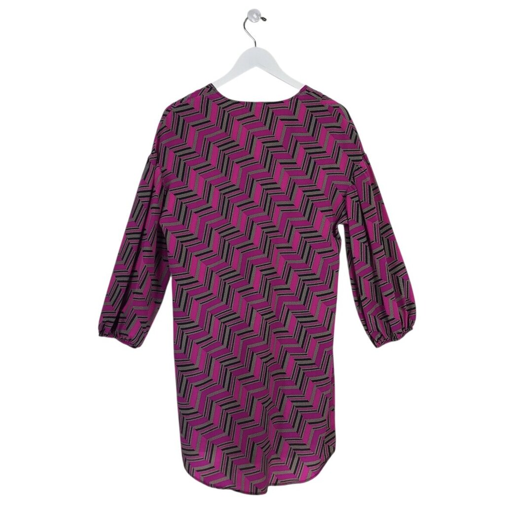 TRINA TURK SILK PRINT LONG SLEEVE DESIGNER DRESS FUCHSIA BLACK SMALL