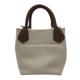BRIGHTON RET$500 LEATHER TOTE HANDBAG CREAM BROWN