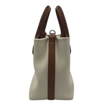 BRIGHTON RET$500 LEATHER TOTE HANDBAG CREAM BROWN
