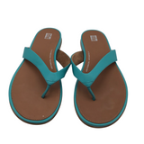 FITFLOP RET$95 LEATHER FLIP FLOP SHOES TEAL 10