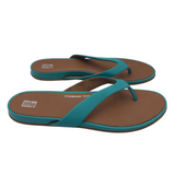 FITFLOP RET$95 LEATHER FLIP FLOP SHOES TEAL 10