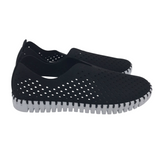ILSE JACOBSEN LASER CUT SLIP ON SHOES BLACK WHITE 42