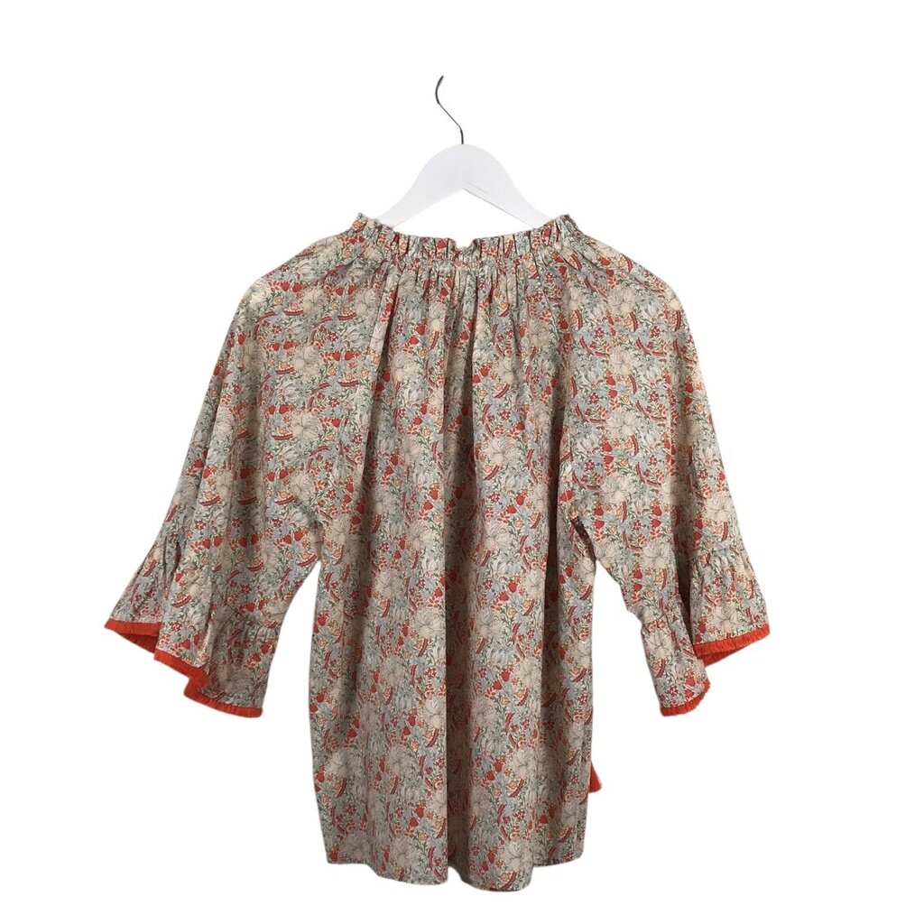 VOY FLORAL 3/4 SLEEVE TOP CREAM ORANGE LARGE
