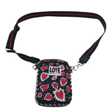 BRIGHTON HEARTS MINI CROSSBODY HANDBAG BLACK RED
