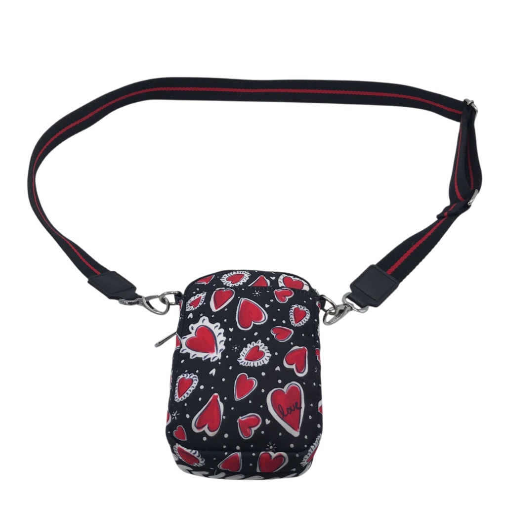 BRIGHTON HEARTS MINI CROSSBODY HANDBAG BLACK RED