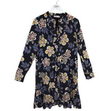 TORY BURCH RET$439 SILK FLORAL LONG SLEEVE DESIGNER DRESS BLACK MULTI 8