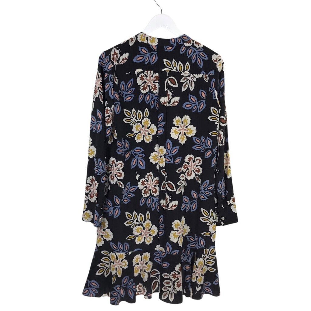 TORY BURCH RET$439 SILK FLORAL LONG SLEEVE DESIGNER DRESS BLACK MULTI 8