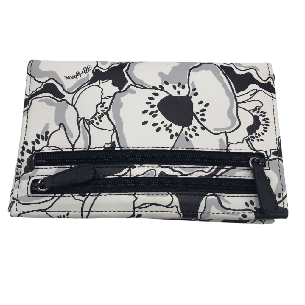 BRIGHTON FLORAL LARGE BIFOLD WALLET WHITE BLACK
