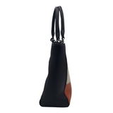 BRIGHTON RET$555 LEATHER PATCHWORK LOVE HANDBAG BLACK MULTI