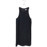 TRINA TURK SILK RHINESTONE SLEEVELESS MINI DESIGNER DRESS BLACK SMALL