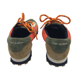 TORY BURCH (AS IS) "ANNIE" SUEDE SNEAKER SHOES ORANGE OLIVE 7.5M