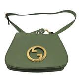 GUCCI BLONDIE LEATHER MED. TOP HANDLE LUXE HANDBAG GREEN