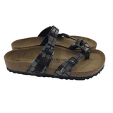 BIRKENSTOCK RET$112 METALLIC 2-BUCKLE SANDAL SHOES GUNMETAL 7