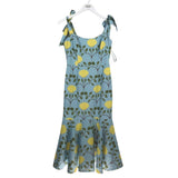 MESTIZA NEW YORK RET$428 FLORAL MIDI TIE STRAPS DESIGNER DRESS SKY YELLOW 6