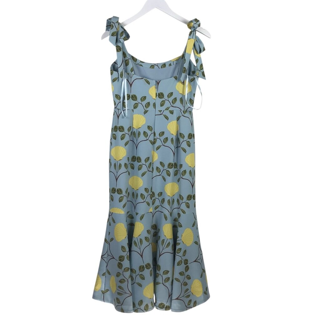 MESTIZA NEW YORK RET$428 FLORAL MIDI TIE STRAPS DESIGNER DRESS SKY YELLOW 6