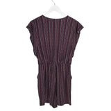 BCBGENERATION STRIPE CAP SLEEVE ROMPER BLACK MAUVE XSMALL
