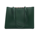 KATE SPADE LEATHER TOTE W/POUCH HANDBAG GREEN TAN