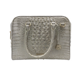 BRAHMIN NWT$345 CROC EMBOSSED SATCHEL HANDBAG IRIDESCENT WHITE