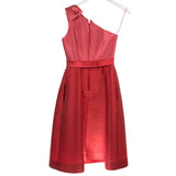 TERI JON RET$680 BOW ONE SHOULDER DESIGNER DRESS CORAL PINK 4