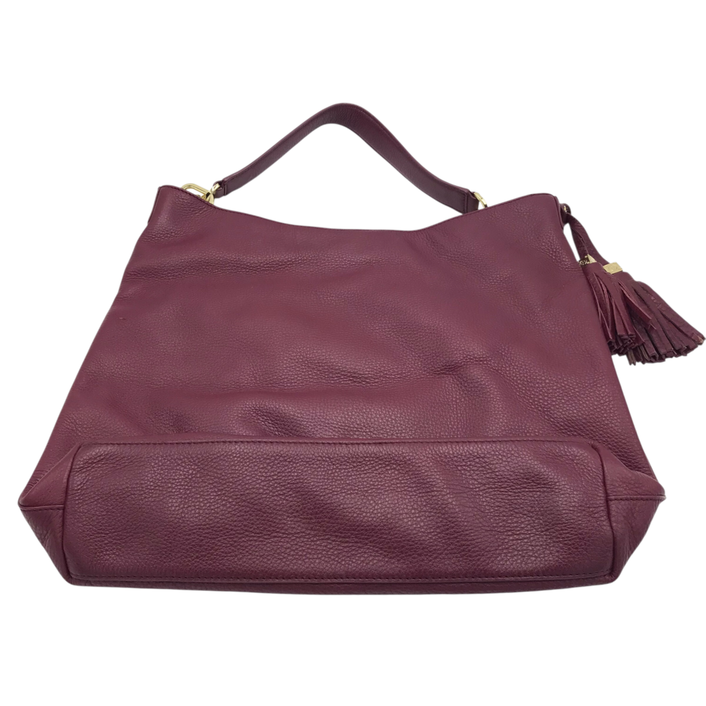 TORY BURCH RET$495 LARGE LEATHER TOTE HANDBAG BURGUNDY