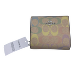 COACH NWT$178 LEATHER MONOGRAM ZIP BIFOLD WALLET SAND MULTI