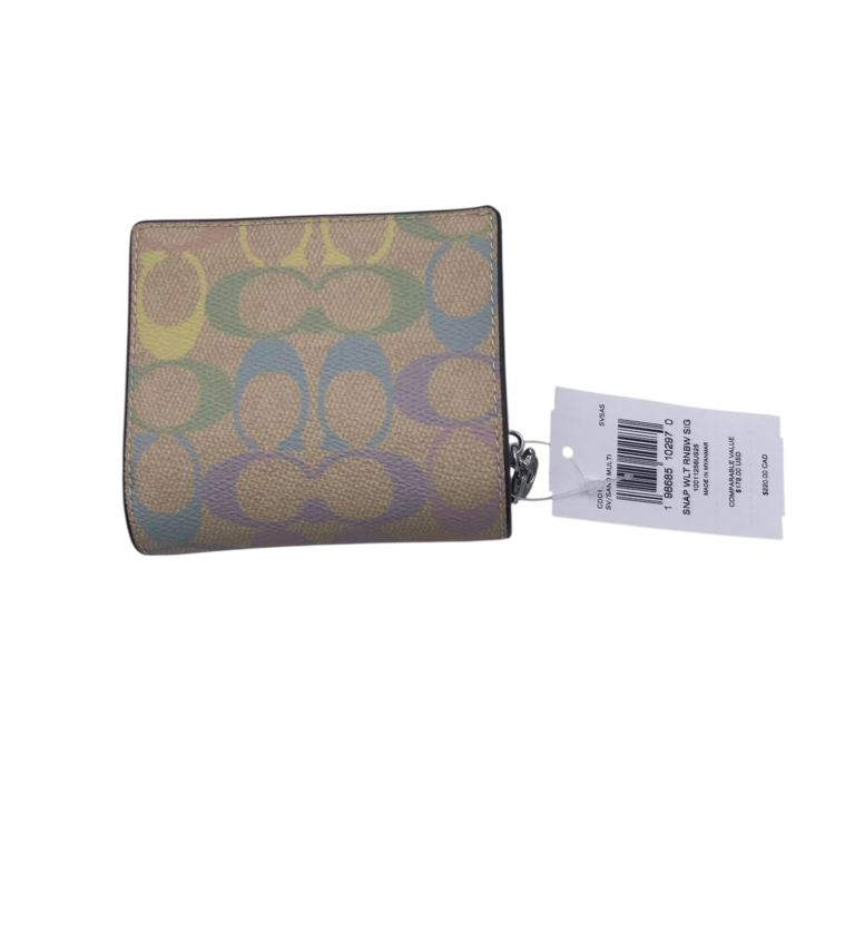 COACH NWT$178 LEATHER MONOGRAM ZIP BIFOLD WALLET SAND MULTI