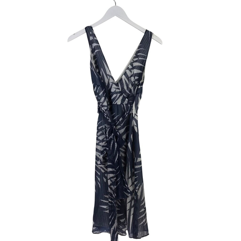 TOMMY BAHAMA SILK/COTTON PRINT SLEEVELESS DRESS NAVY WHITE 4