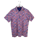 BUGATCHI RET$149 POLO SHORT SLEEVE MEN SHIRT PURPLE BLUE LARGE