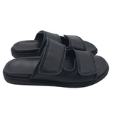 DEAR FRANCES LEATHER 2-STRAP SLIDE DESIGNER SHOES BLACK 39