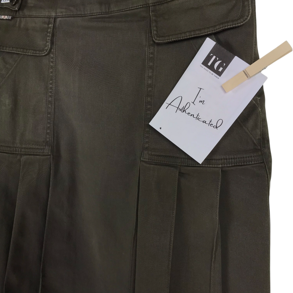 BURBERRY LONDON CANVAS CARGO A-LINE LUXE SKIRT OLIVE 4