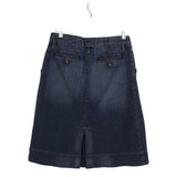 BURBERRY LONDON PLEATED DENIM A-LINE LUXE SKIRT BLUE 4