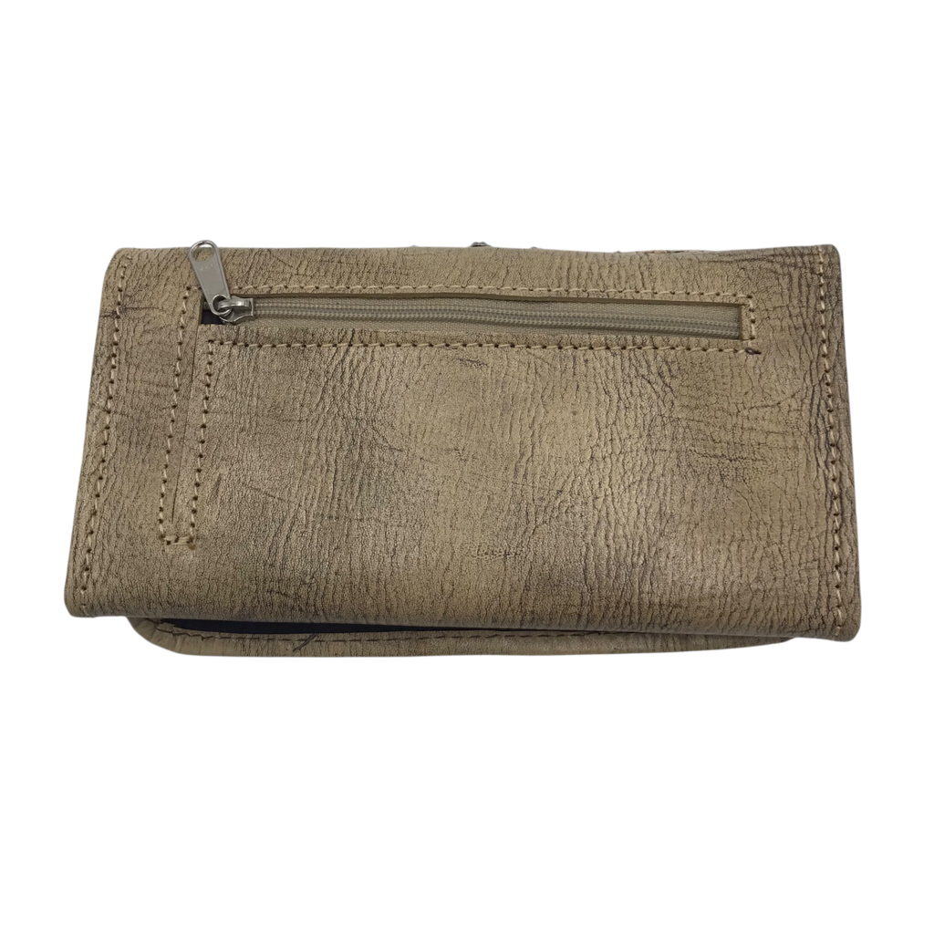 AMERICAN WEST RET$98 LEATHER WESTERN STUDDED TRIFOLD WALLET BEIGE RUST