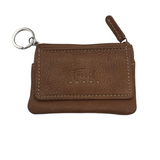 FOSSIL LEATHER ZIP COIN POUCH WALLET TAN