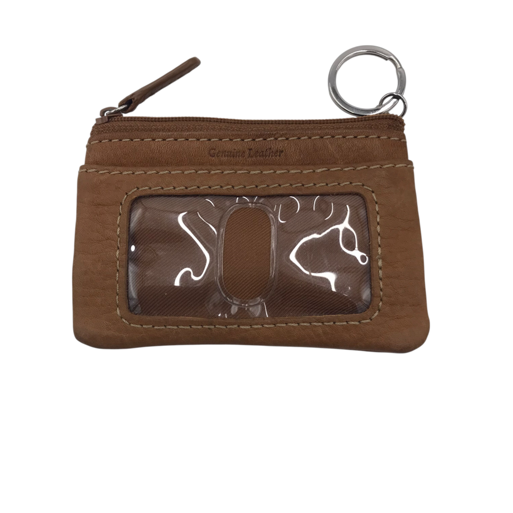 FOSSIL LEATHER ZIP COIN POUCH WALLET TAN