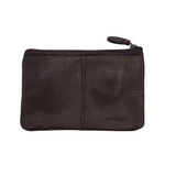 LEATHER ZIP COIN POUCH WALLET BROWN