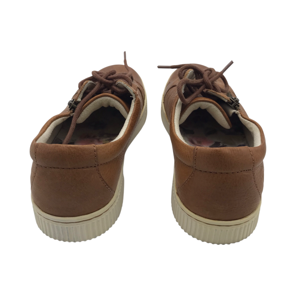 BORN LEATHER ZIP SNEAKER SHOES BROWN 7.5M