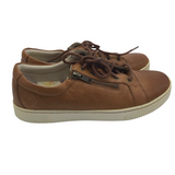 BORN LEATHER ZIP SNEAKER SHOES BROWN 7.5M