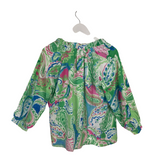 JADE BY MELODY TAM PAISLEY 3/4 SLEEVE TOP LIME BLUE SMALL