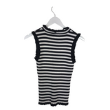 MILLY STRIPE SLEEVELESS DESIGNER TOP BLACK WHITE LARGE