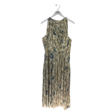 ULLA JOHNSON SILK MAXI PRINT SLEEVELESS DESIGNER DRESS CREAM PEACH 12
